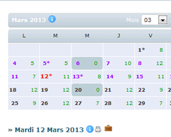 Calendrier mensuel dynamique